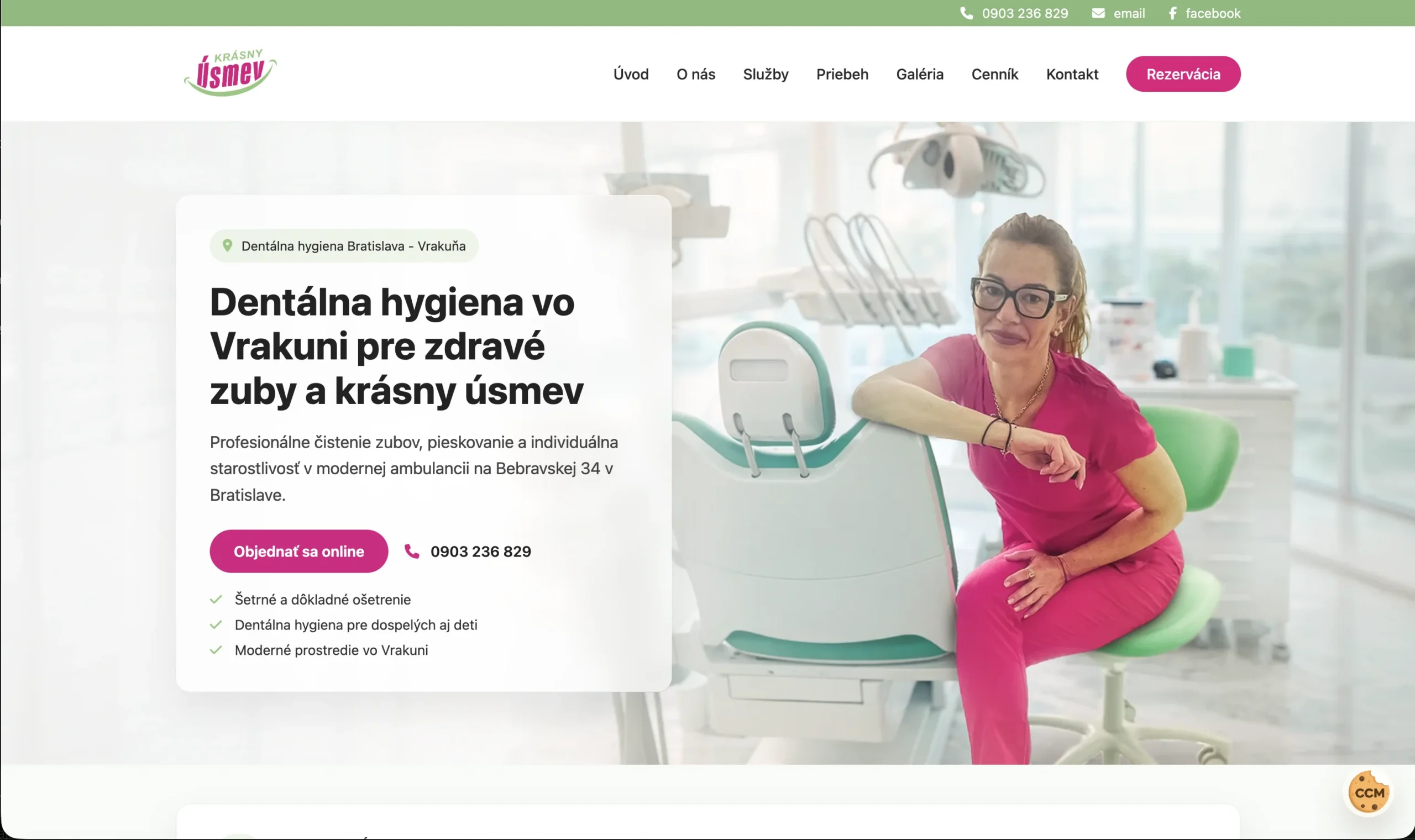 Desktopová verzia webu Krásny úsmev