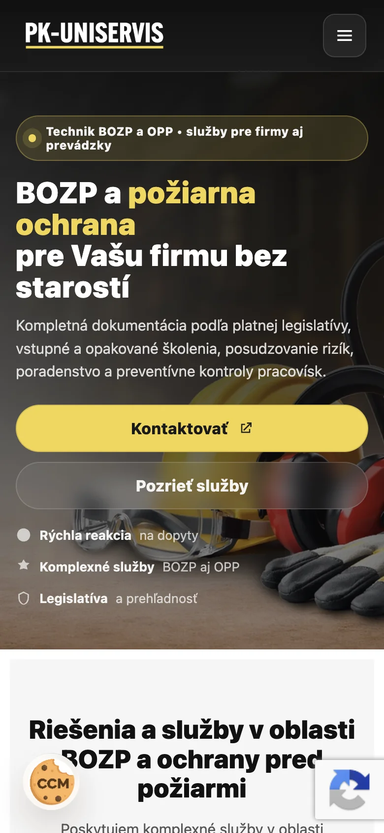 Mobilná verzia webu PK Uniservis
